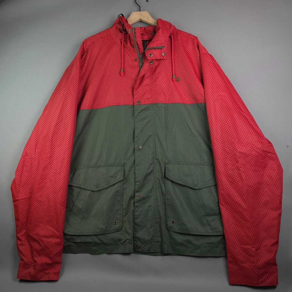 LRG Lifted Research Houndstooth Hooded Jacket Mens 4XL Red Green Windbreaker Big